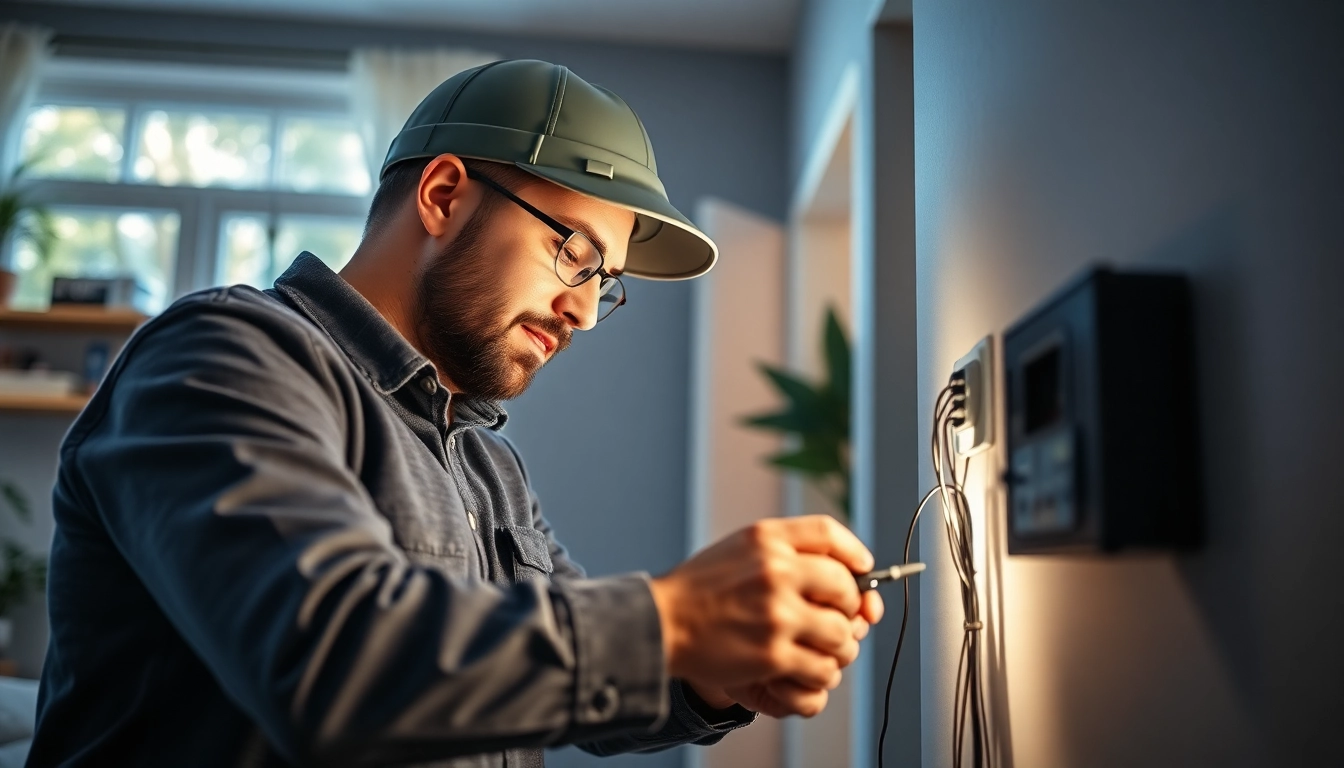 Professional electrician providing urgent Elektriker Notdienst assistance in a cozy home setting.