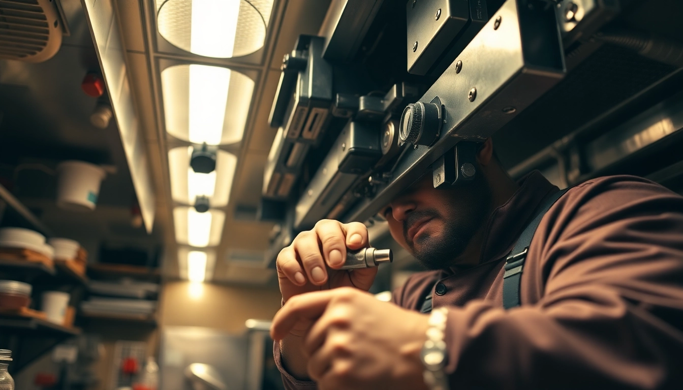 Technician performing chef base repair in a commercial kitchen, showcasing tools and parts.