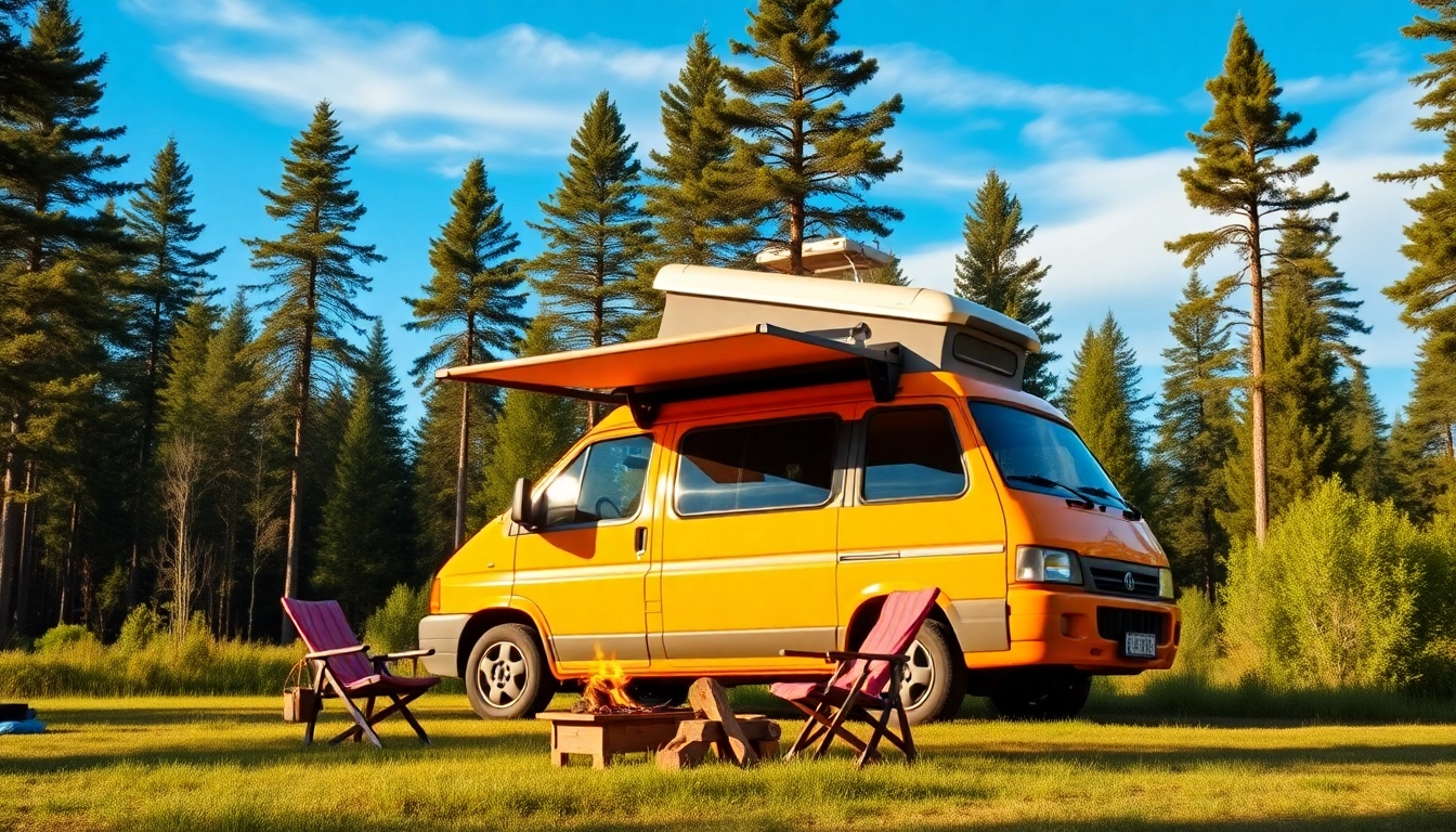 Discover the perfect campervan in a beautiful campsite surrounded by nature.