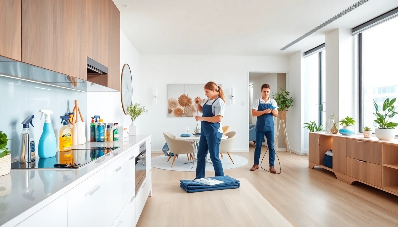 Bond cleaning Brisbane expert team cleaning a modern apartment for impeccable results.