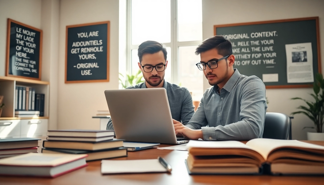 Writer engaged with a plagiarism detector tool on a laptop, emphasizing originality and focus.