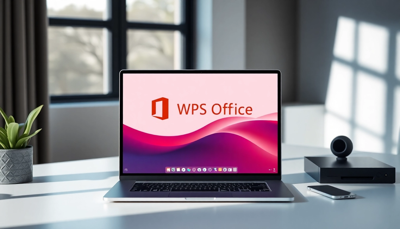 Showcase how to wps office下载 on a laptop with a well-organized workspace