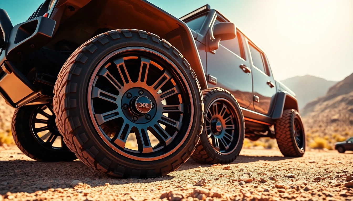 Showcase of XD wheels on an off-road vehicle, highlighting their aggressive design and rugged aesthetics.