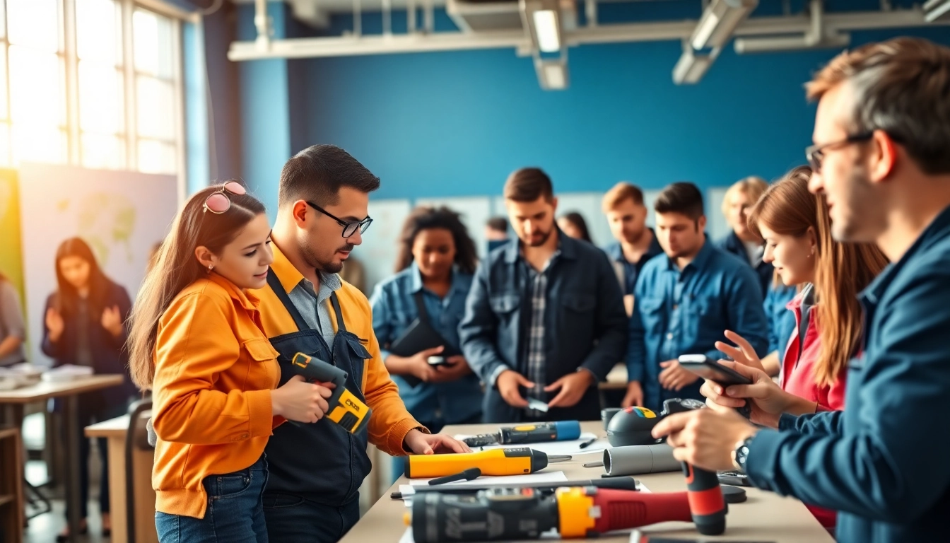 Engaged students in a trade school in Tennessee during hands-on training in a modern classroom