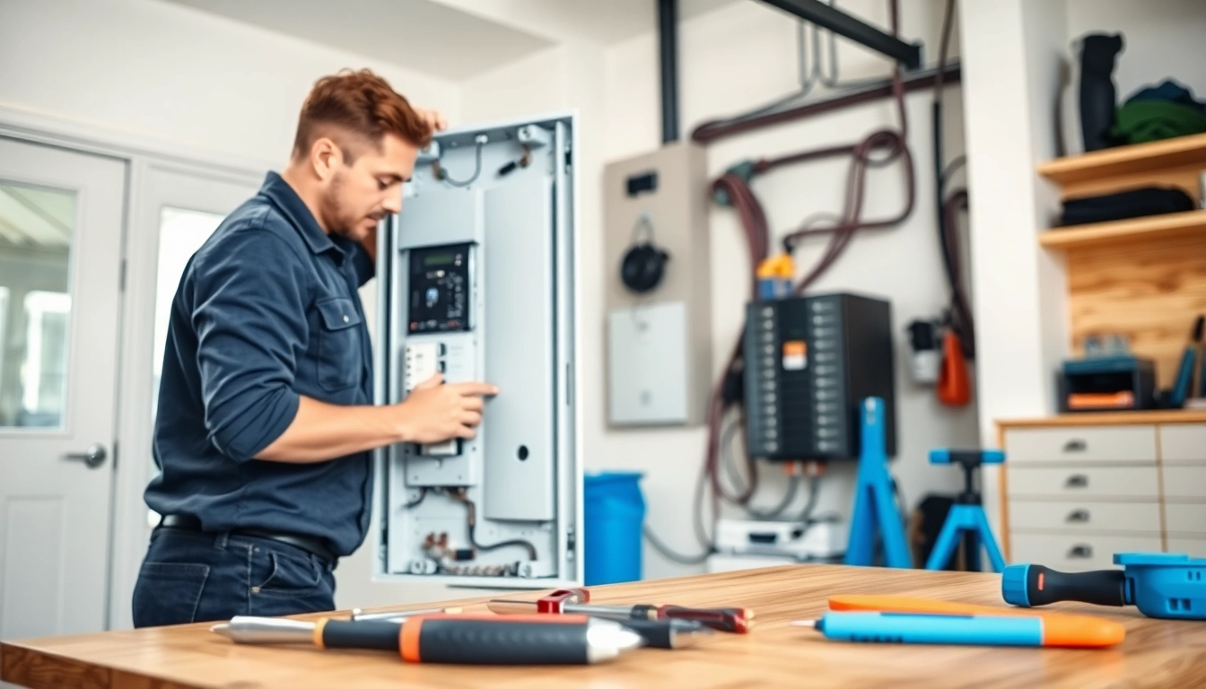 Installing an electrical panel in a professional setting emphasizing modern design and functionality.