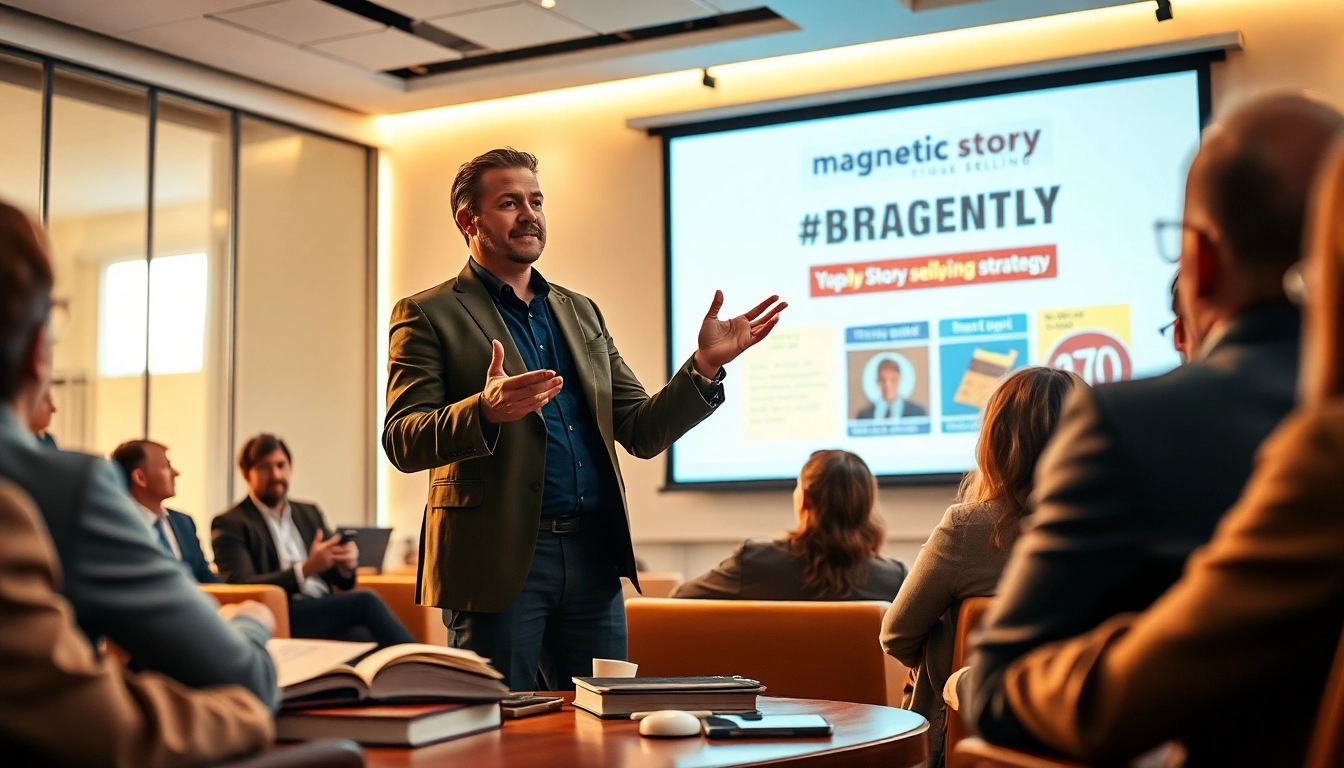 Engage audiences with Magnetic Story Selling strategies in a professional storytelling setting.