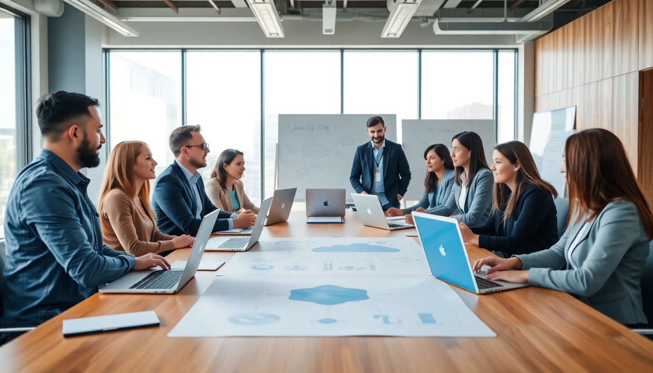 Enhancing cloud infrastructure and DevOps services through teamwork in a modern office environment.