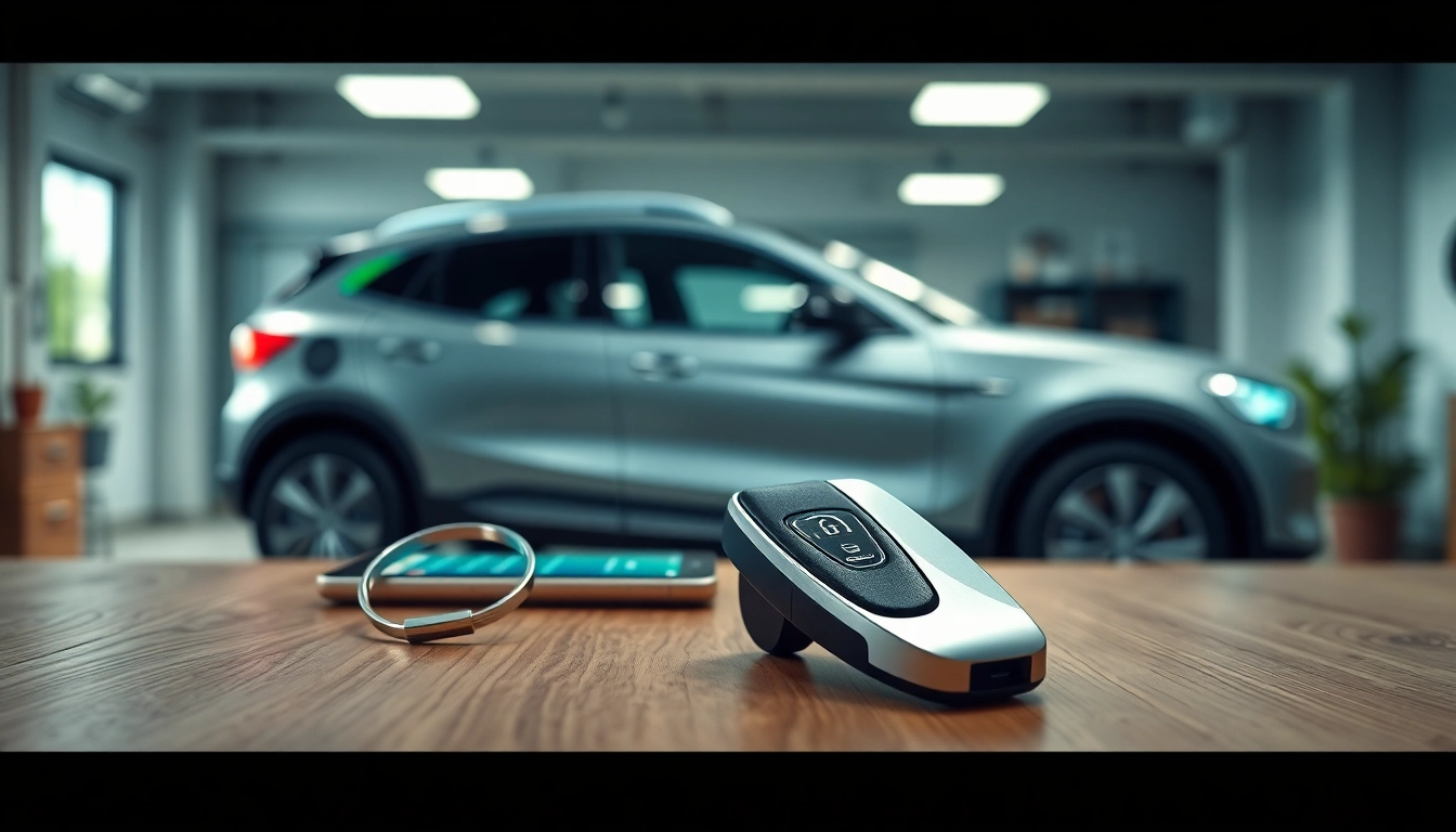 Unlocking the future with keys for electric cars, showcasing a modern key fob and smartphone interface.