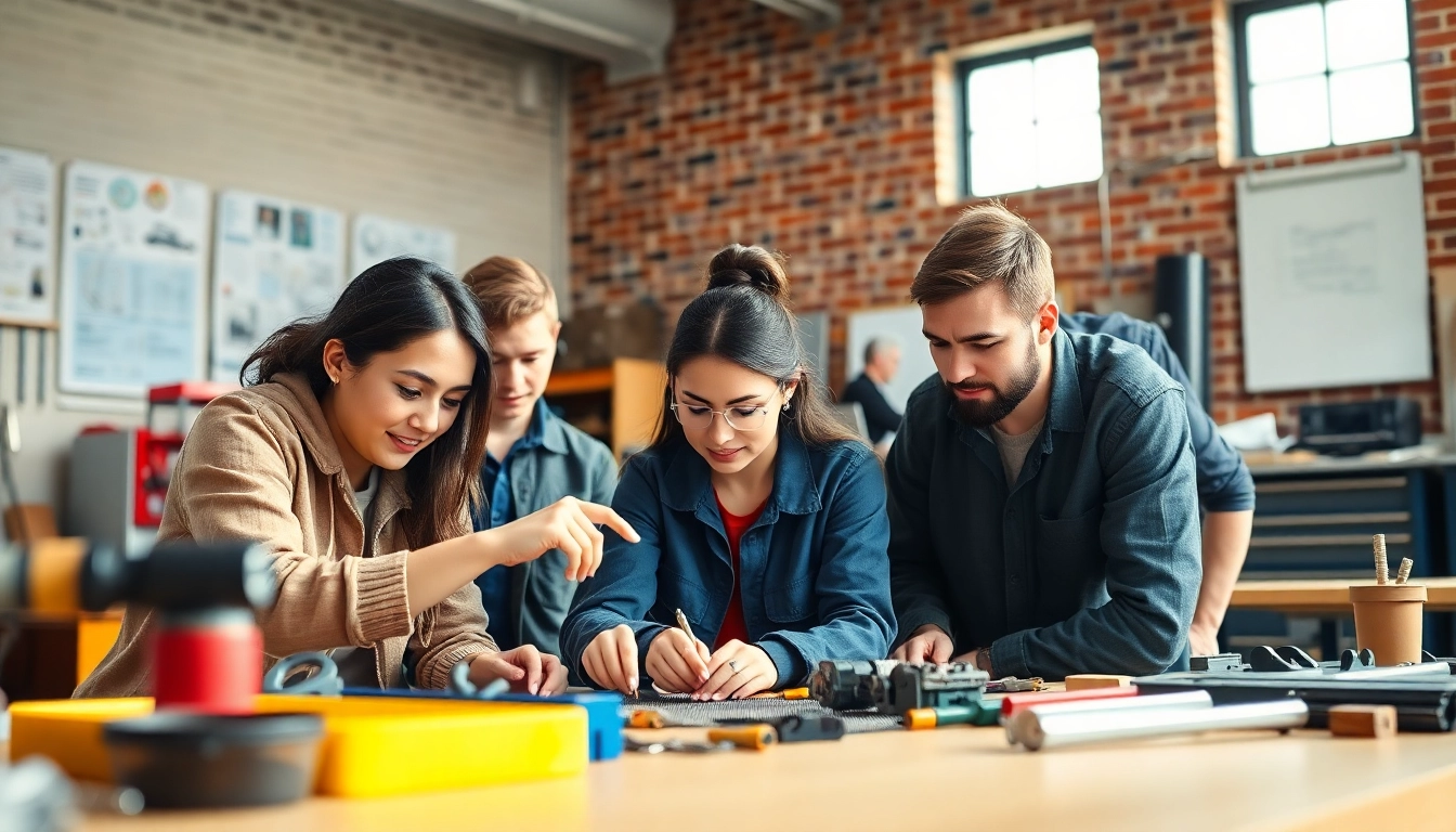 Students learning at a trade school in Tennessee, showcasing practical training in a modern classroom.