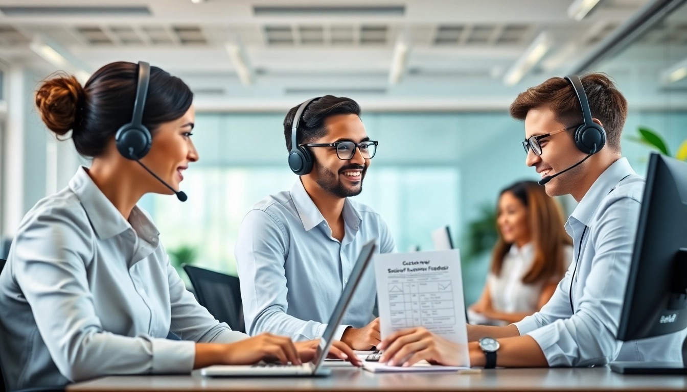 Enhance customer service Outscoring with a professional team in an engaging office setting