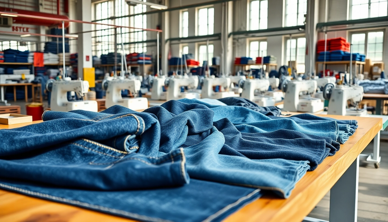 Explore quality jeans fabric manufacturers showcasing various denim types and textures.