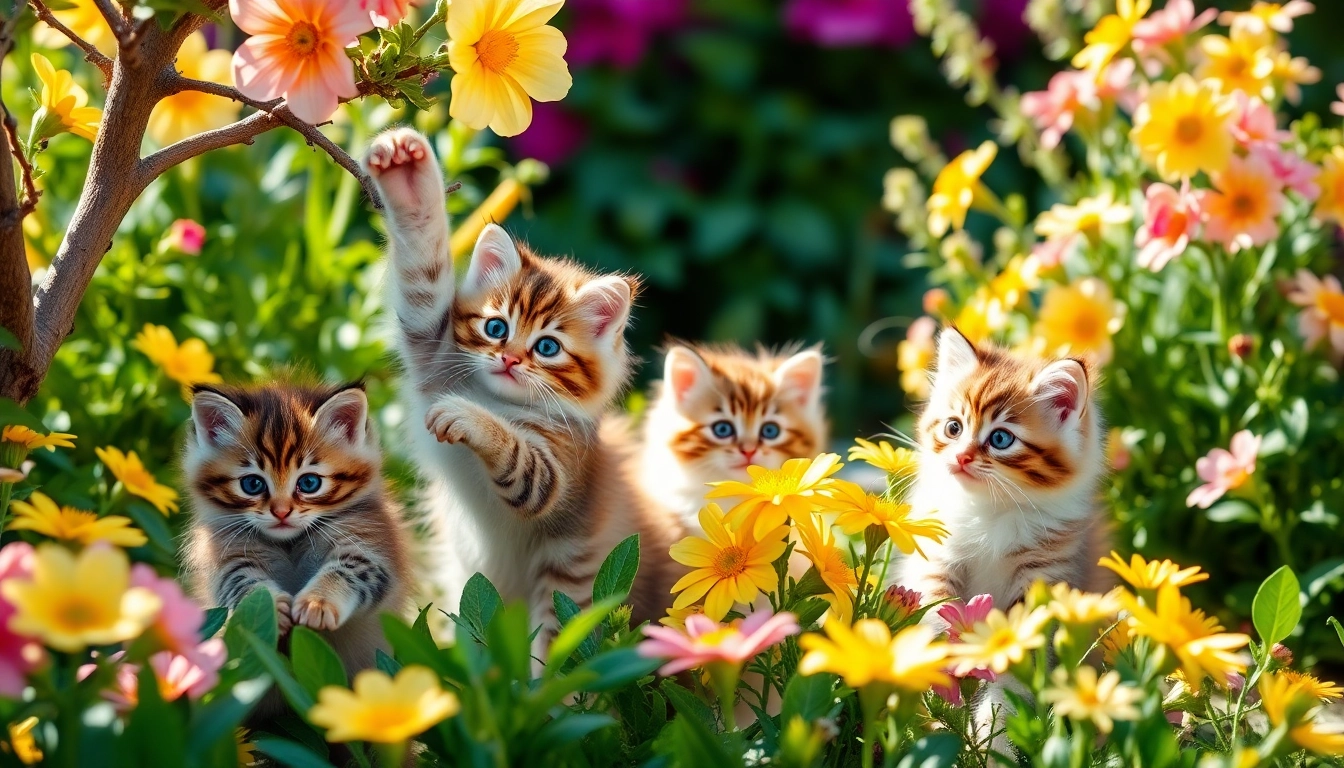 Maine Coon kittens for sale California playing joyfully in a bright garden setting.