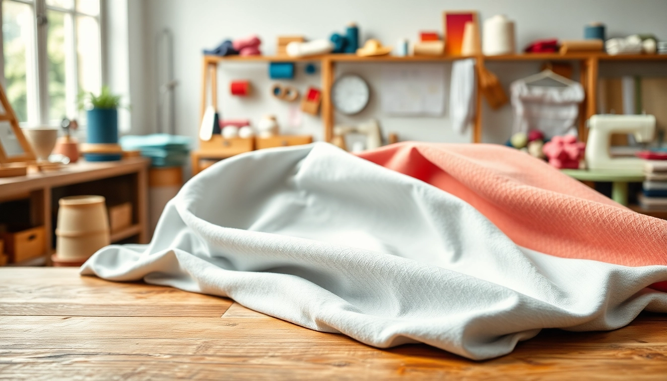 Katoen stoffen gepresenteerd in een kleurrijke en creatieve textielstudio