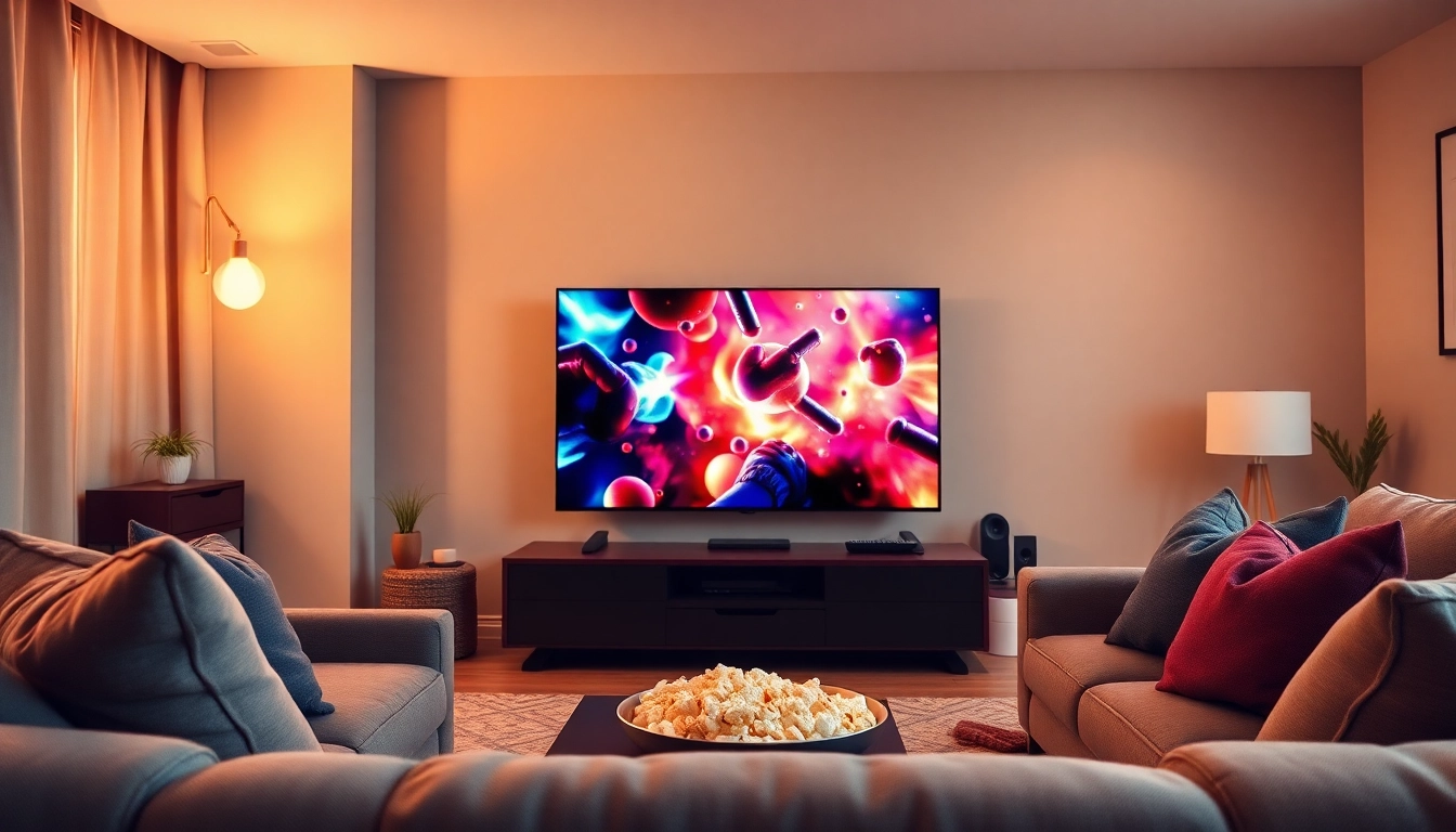 Regardez votre abonnement iptv 12 mois smart tv dans un salon accueillant et moderne.