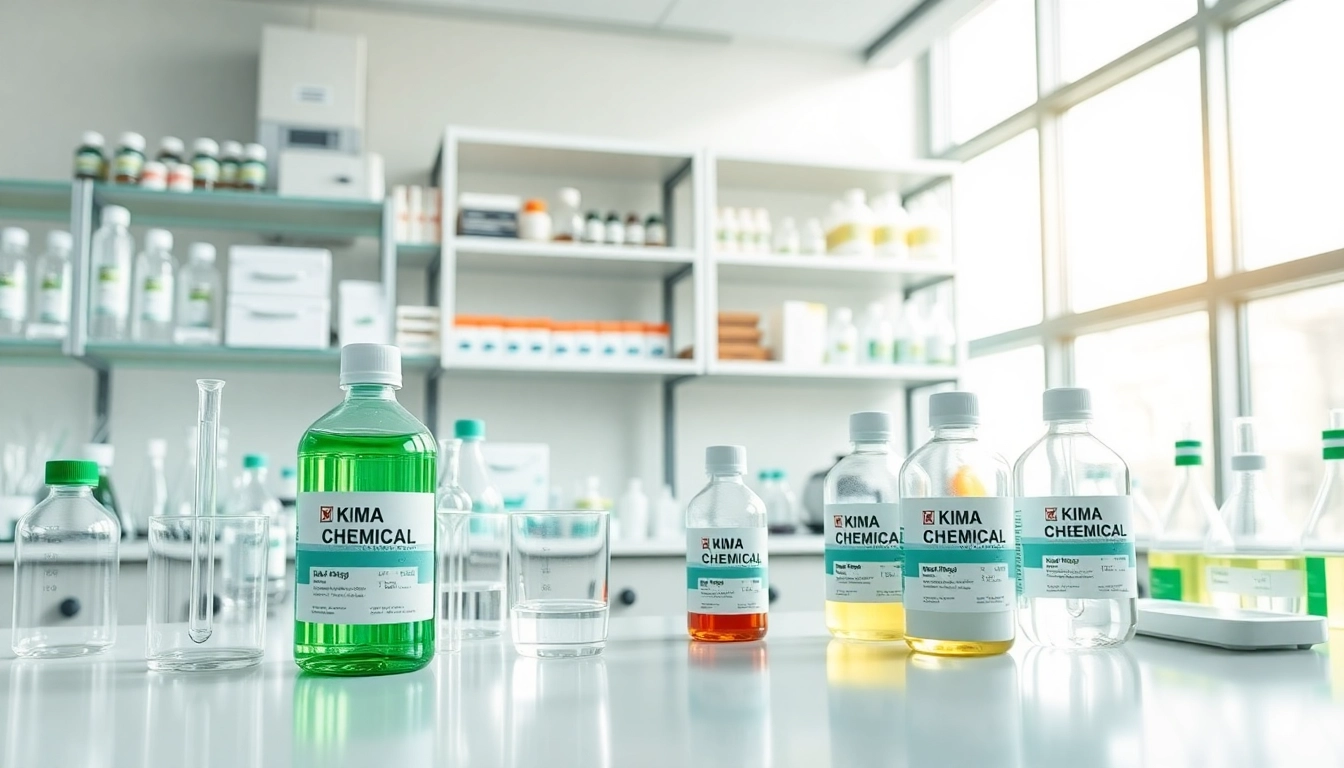 Kima Chemical products displayed in a professional laboratory environment showcasing scientific research.