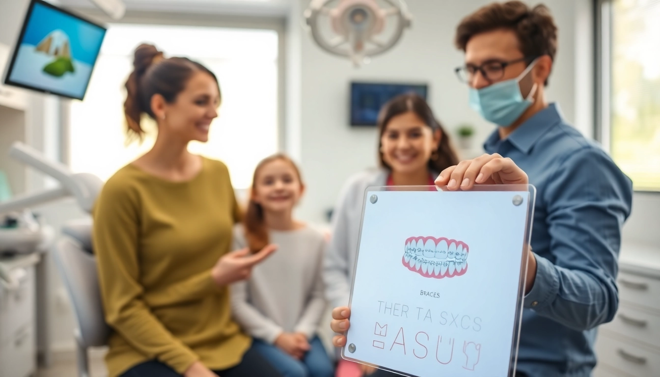 Learn about braces cost Myrtle Beach with a friendly orthodontist consulting a family.