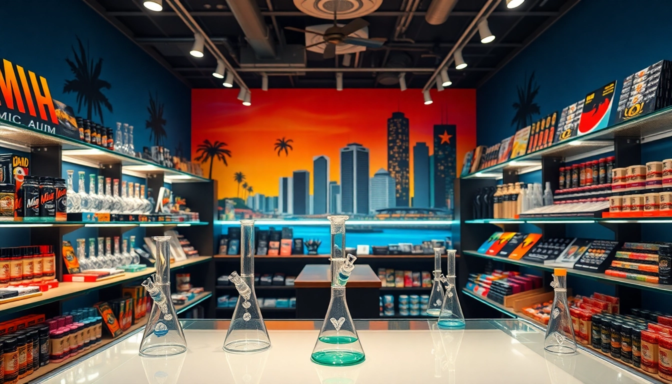 Find a local 24 Hour Smoke Shop near me Miami with various smoking products and vibrant decor.