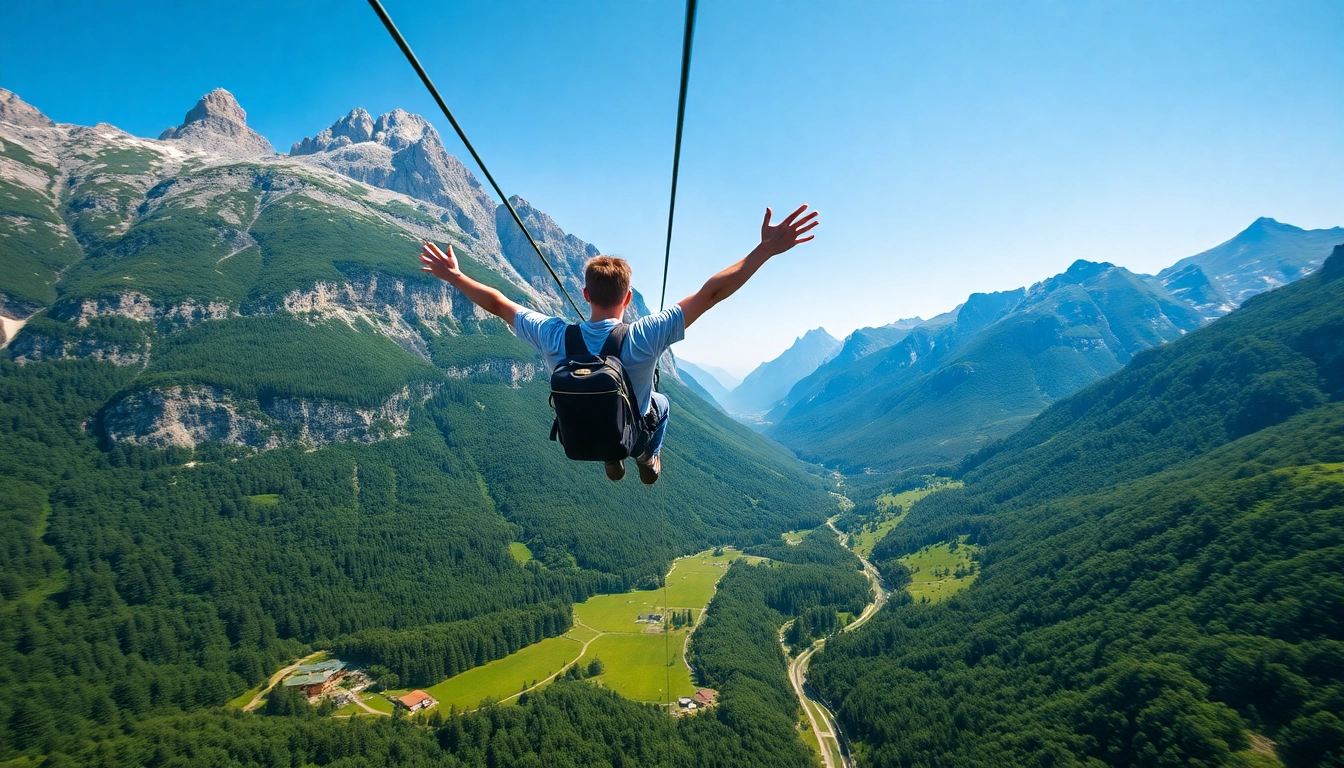 Bovec zipline, thrilling adventure in the picturesque Učja Valley.
