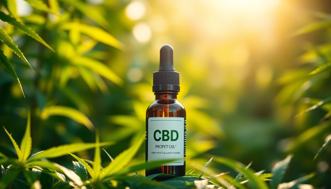 Highlighting CBD UK oil benefits with a modern dropper bottle surrounded by fresh hemp leaves.