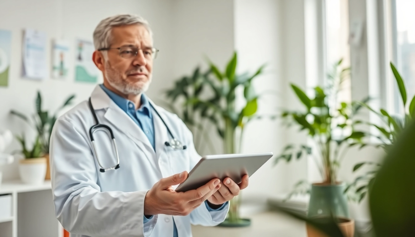 Showcasing top rated prescription applications on a tablet in a modern clinic setting.